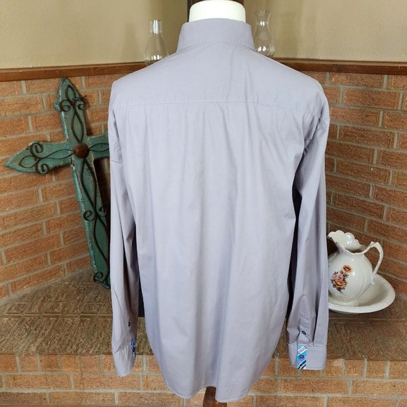 Tomsware Gray Button-Down Shirt Plaid Accents Size 3XL - Picture 3 of 8